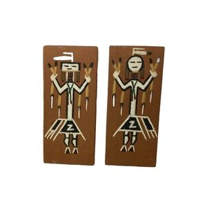 Vtg Pair Navajo Yei Sand Painting Jessie Toledo Native American "Night Chant"